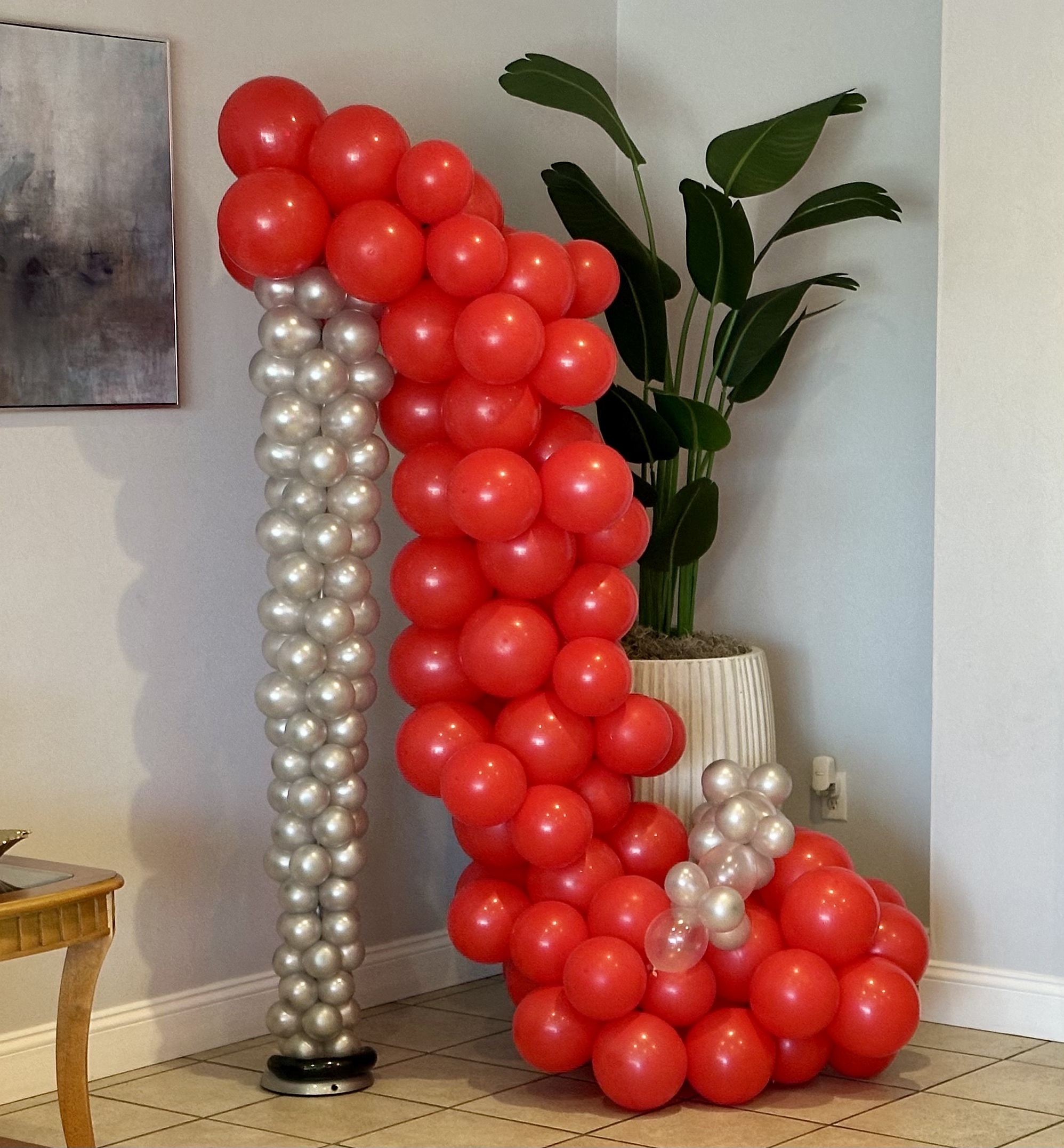 Red balloon garland styling